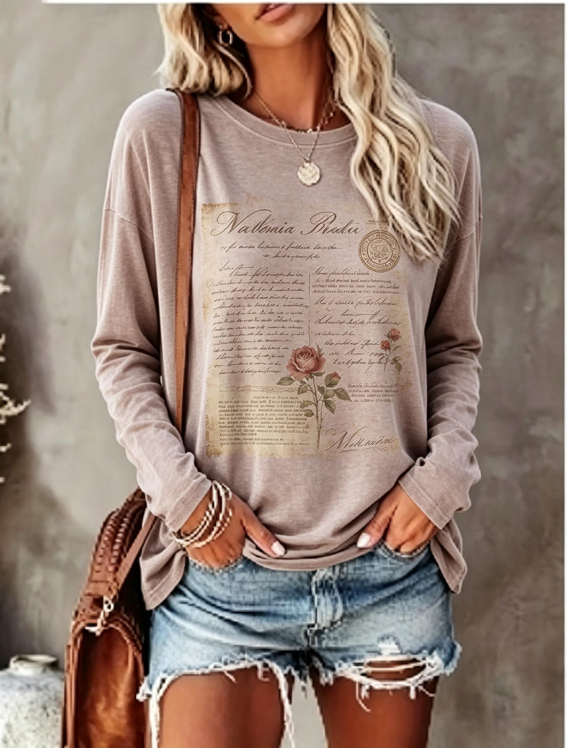 Women Long Sleeve T Shirt Vint - огляд і ціна Winter Clothing For Women